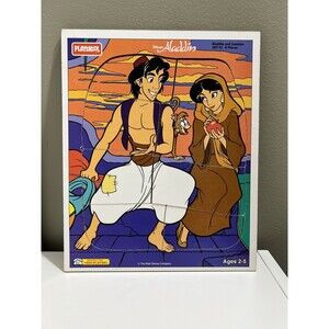 Vintage Wooden Playskool Tray Puzzles Disney’s Aladdin Jasmine Toddler Toys
